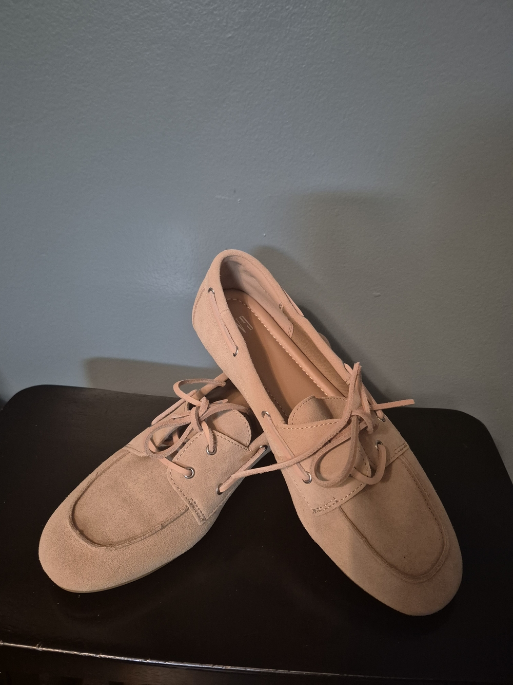 GAP Suede Lace-Up Loafers in Light Pink
